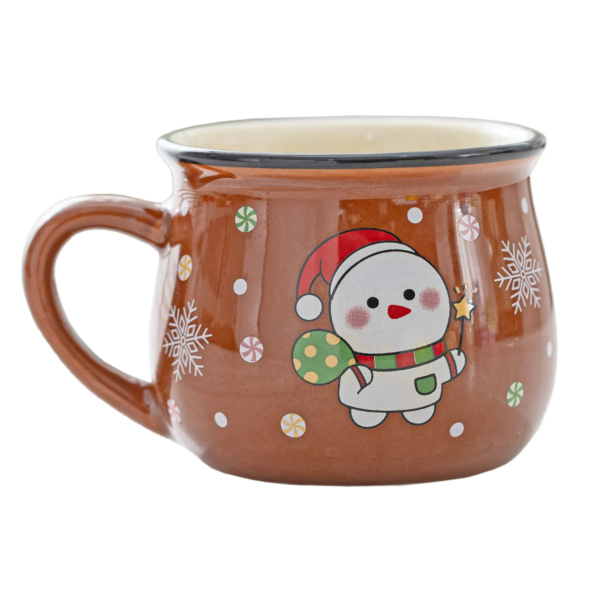 Santa Claus ceramic Christmas mug 5oz holiday coffee and dessert cup Brown