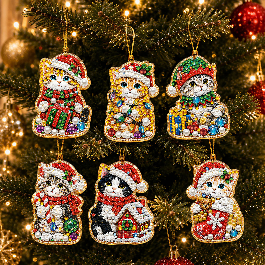 DIY Christmas Diamond Painting Ornaments, 10-Piece Set