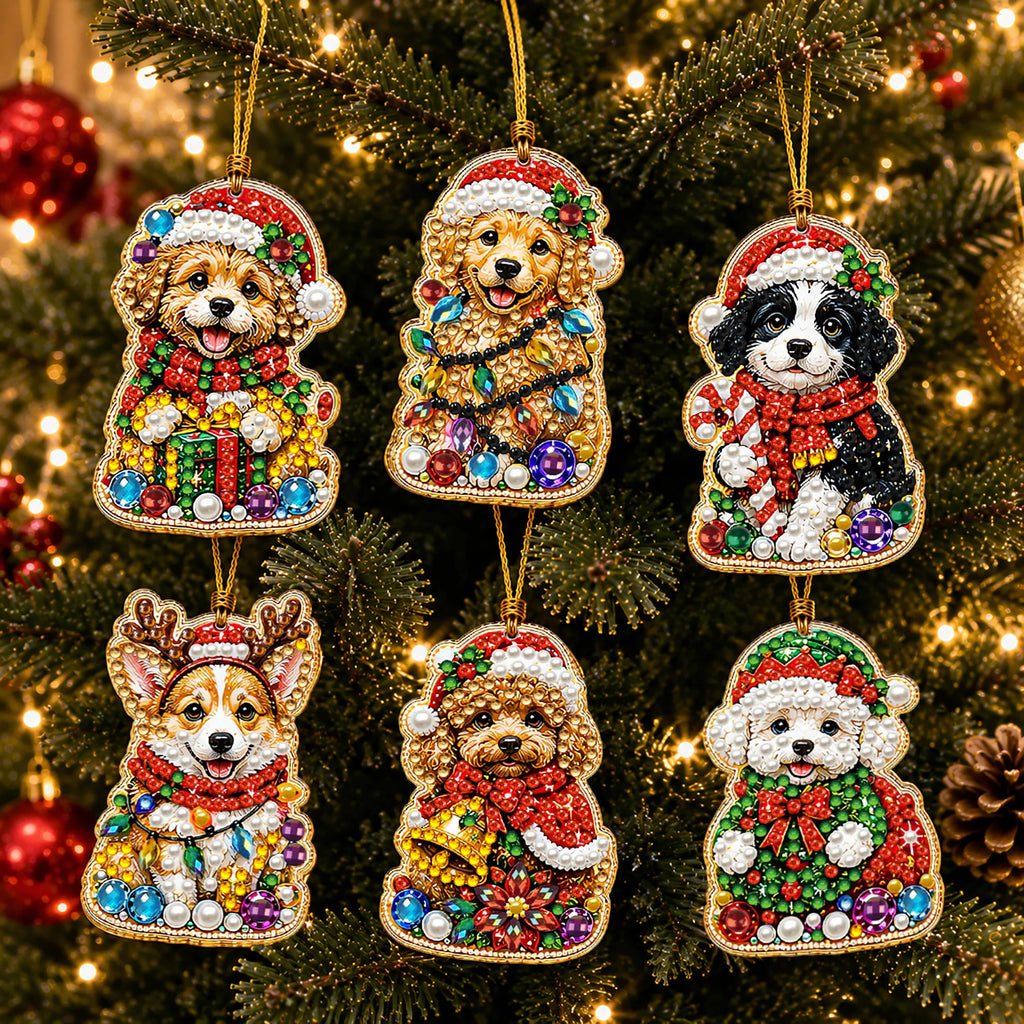 DIY Christmas Diamond Painting Ornaments, 10-Piece Set