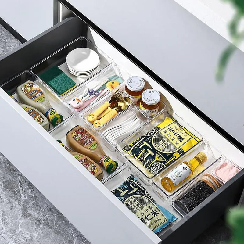 Clear Plastic Drawer Organizers – Stackable Storage Bins for Bathroom, Makeup & Home