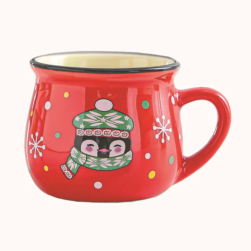 Santa Claus ceramic Christmas mug 5oz holiday coffee and dessert cup RED