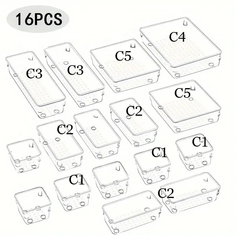 Clear Plastic Drawer Organizers – Stackable Storage Bins for Bathroom, Makeup & Home