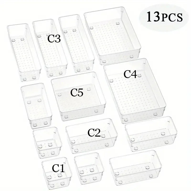Clear Plastic Drawer Organizers – Stackable Storage Bins for Bathroom, Makeup & Home