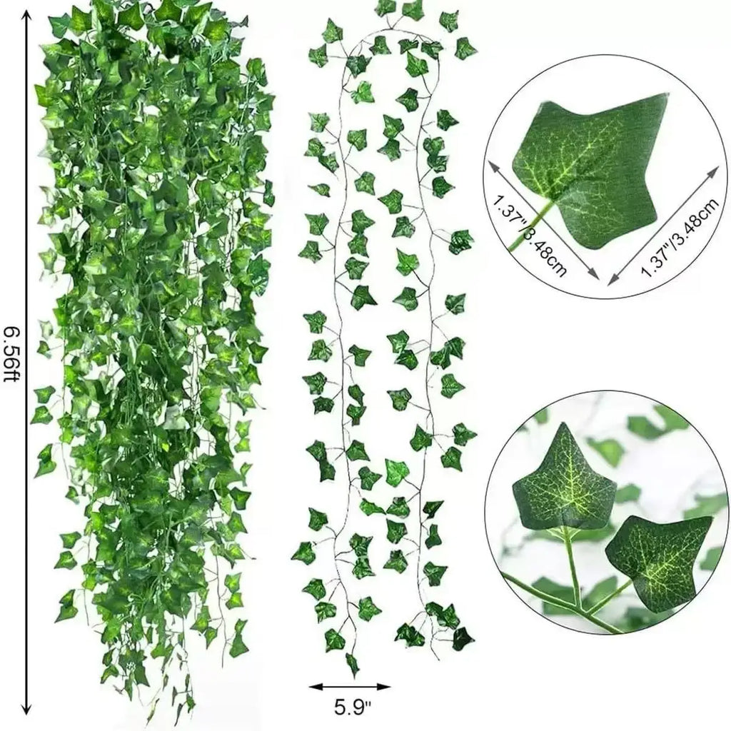 Artificial Ivy Garland Pack (12 Pieces) | Faux Greenery Hanging Vines for Room Decor