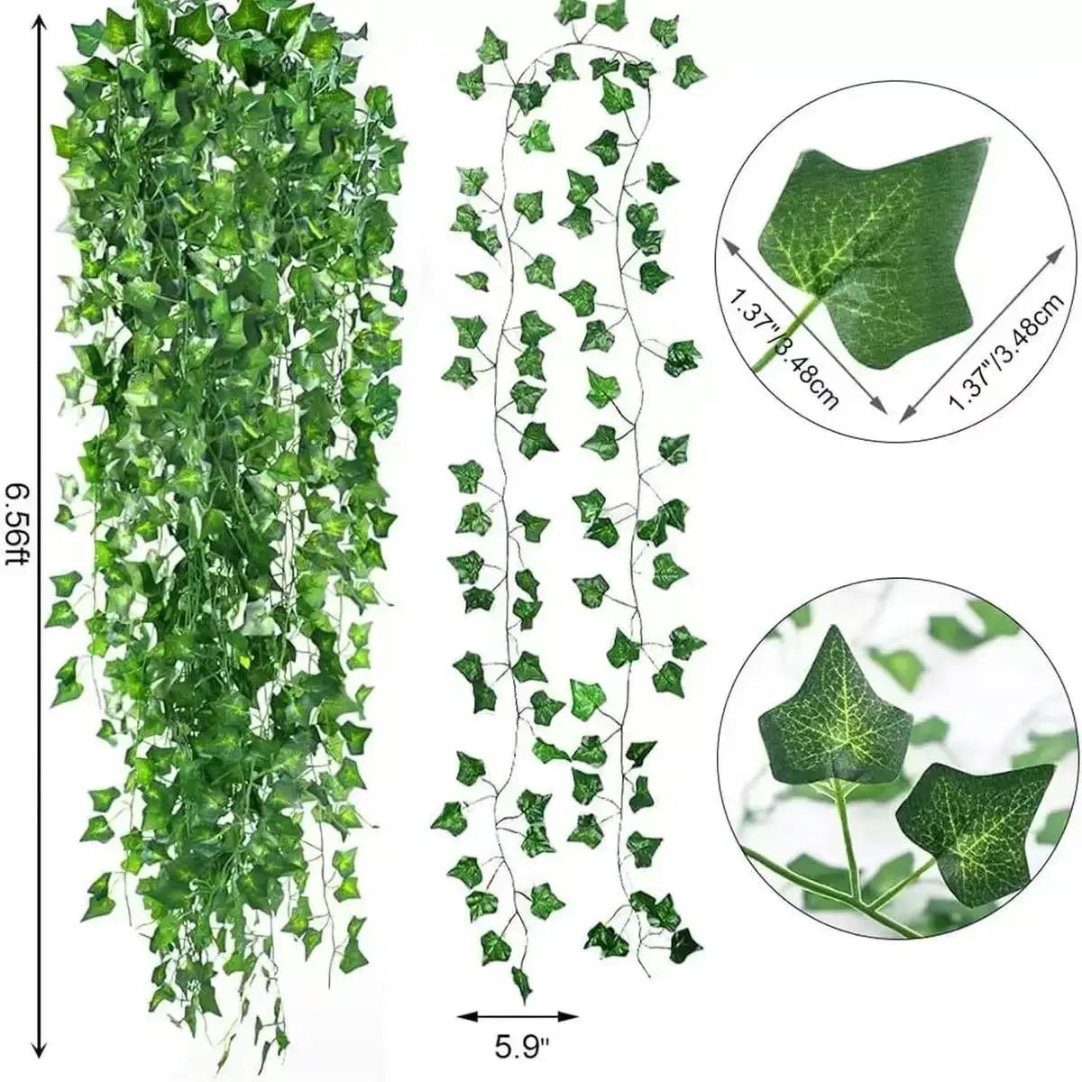Artificial Ivy Garland Pack (12 Pieces) | Faux Greenery Hanging Vines for Room Decor