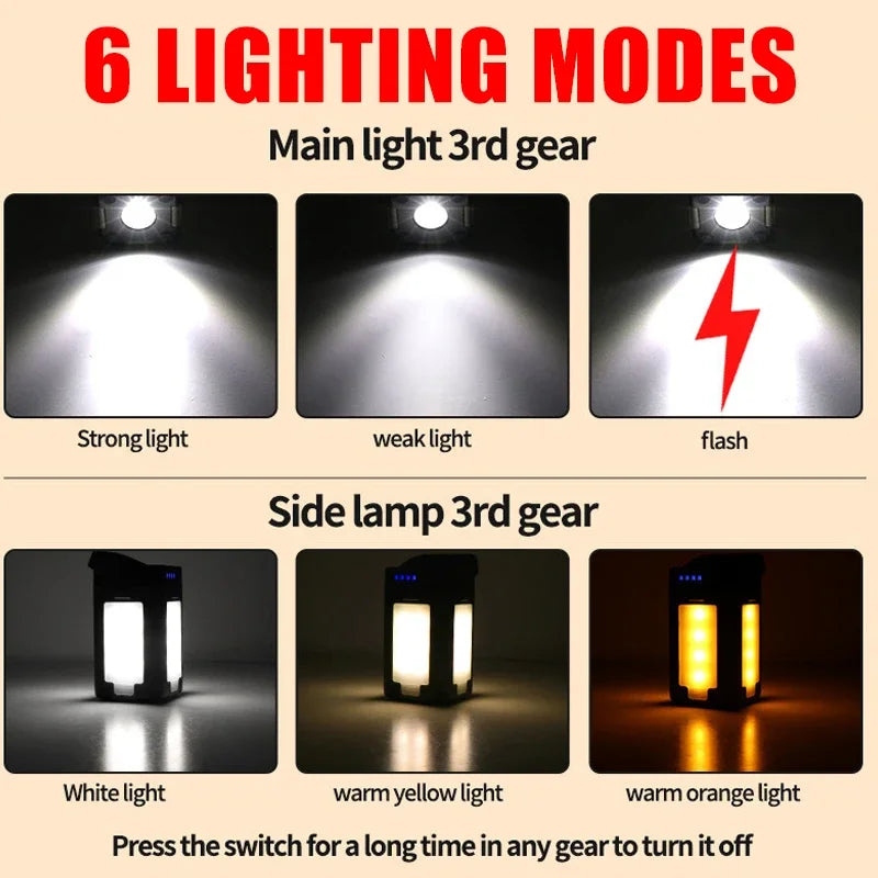 Solar Rechargeable LED Camping Lantern – Portable Power Bank Light for Camping, Hiking & Emergencies