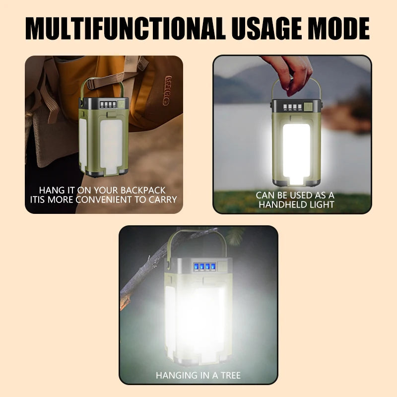 Solar Rechargeable LED Camping Lantern – Portable Power Bank Light for Camping, Hiking & Emergencies