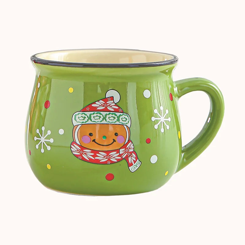 Santa Claus ceramic Christmas mug 5oz holiday coffee and dessert cup Green