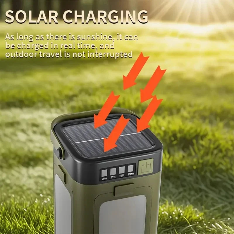 Solar Rechargeable LED Camping Lantern – Portable Power Bank Light for Camping, Hiking & Emergencies