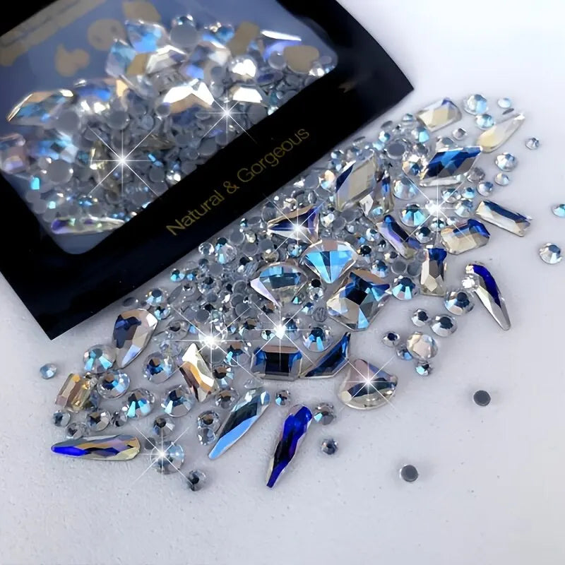 Sparkling gemstones with 'Natural & Gorgeous' branding on a white background