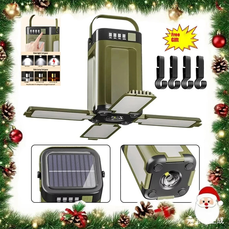 Solar Rechargeable LED Camping Lantern – Portable Power Bank Light for Camping, Hiking & Emergencies