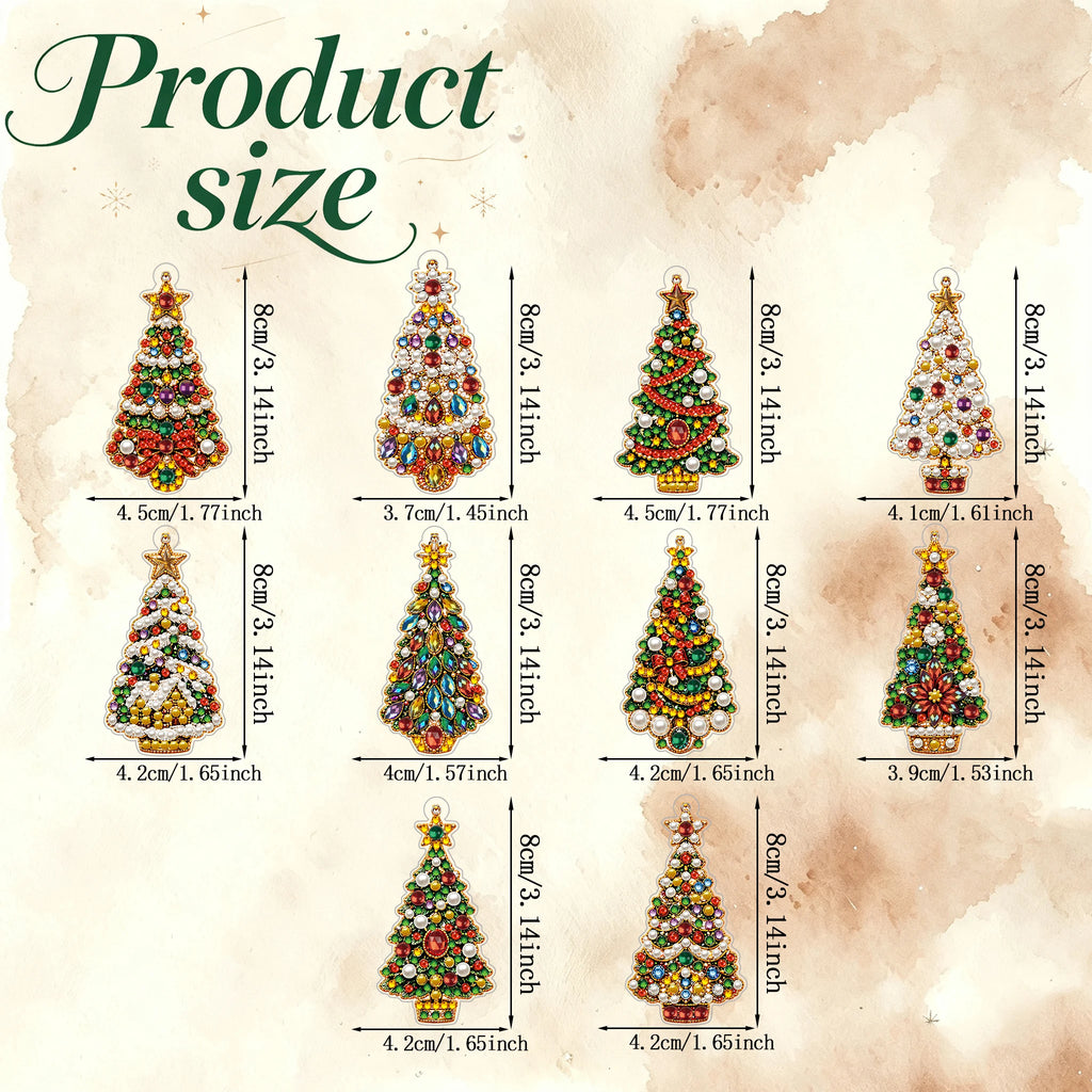 DIY Christmas Diamond Painting Ornaments, 10-Piece Set