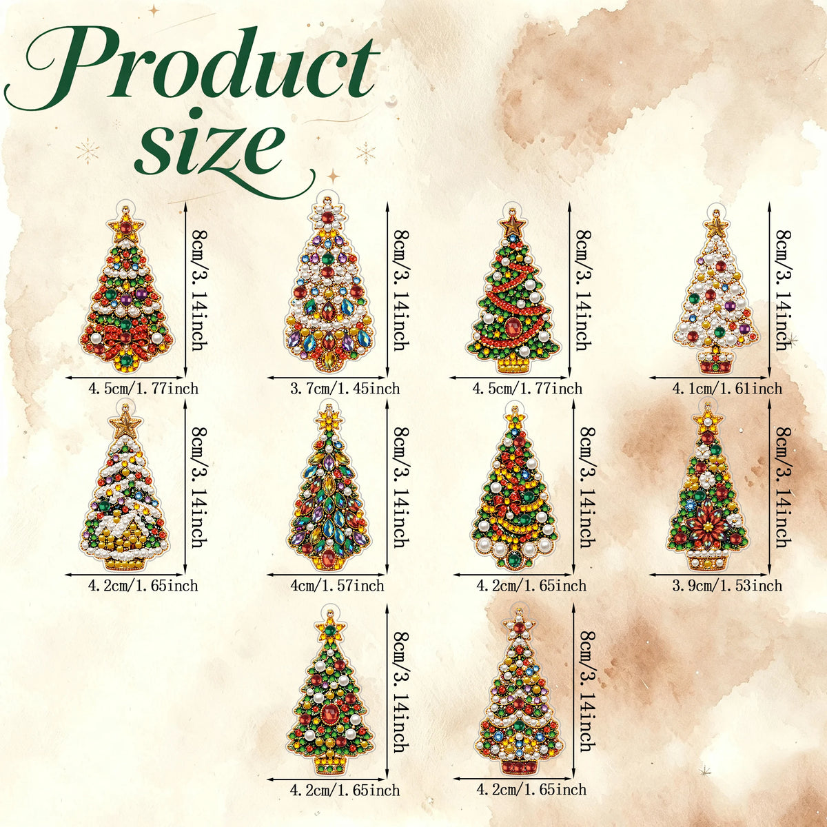 DIY Christmas Diamond Painting Ornaments, 10-Piece Set