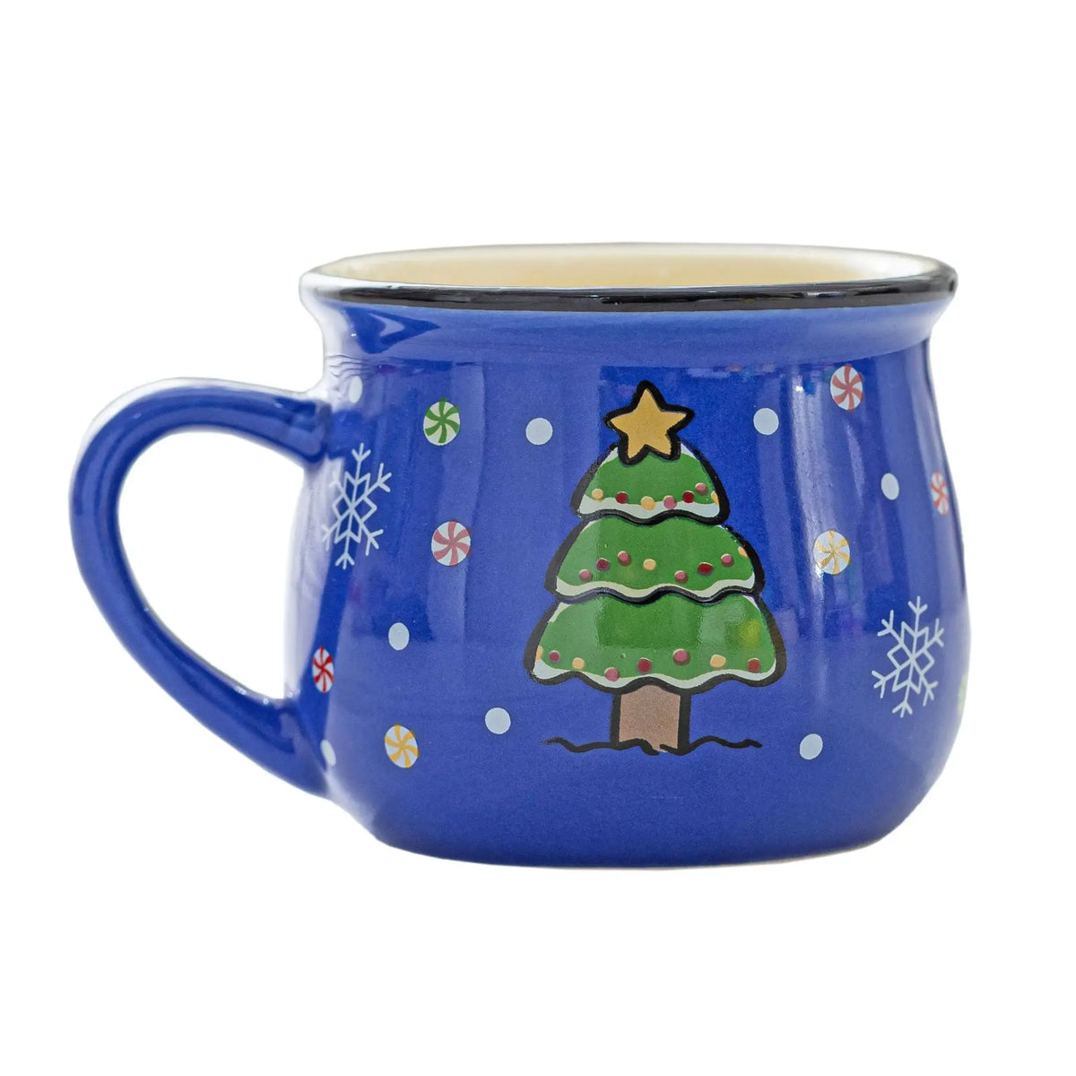 Santa Claus ceramic Christmas mug 5oz holiday coffee and dessert cup Dark BLUE