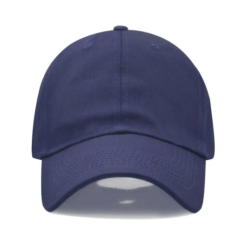 Navy blue baseball cap on a white background