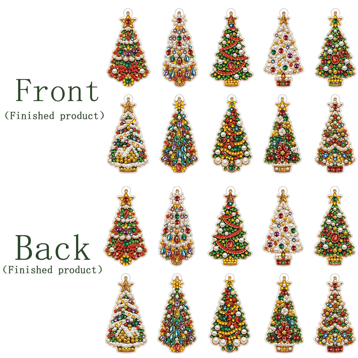 DIY Christmas Diamond Painting Ornaments, 10-Piece Set