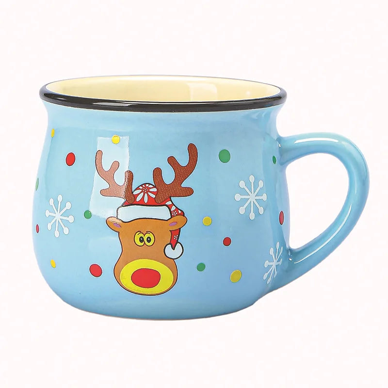 Santa Claus ceramic Christmas mug 5oz holiday coffee and dessert cup BLUE