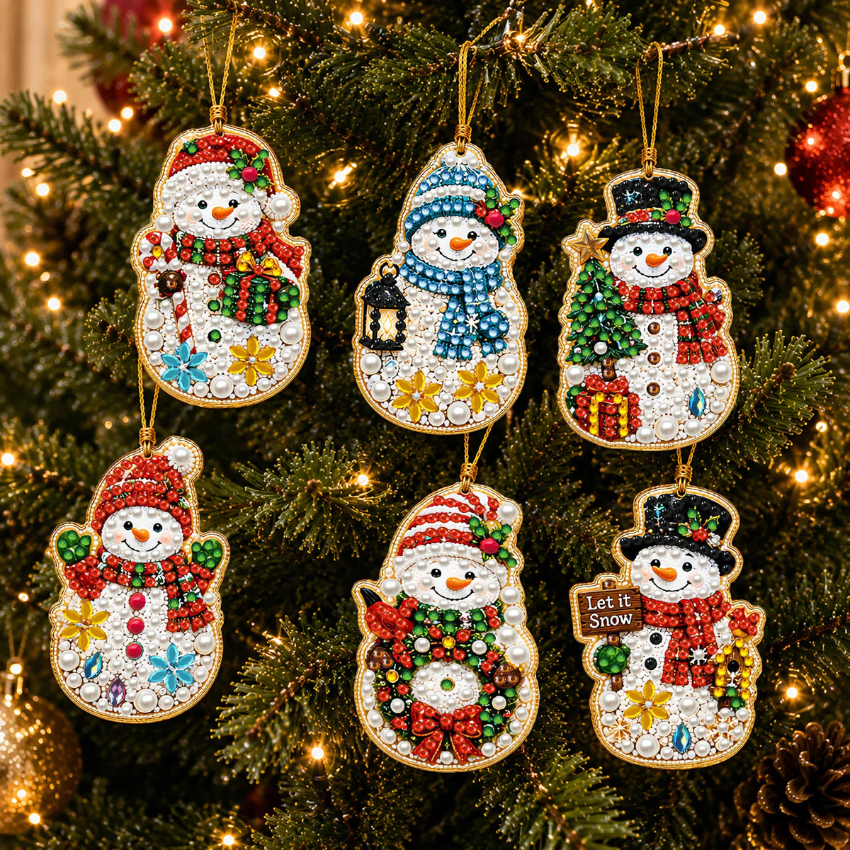 DIY Christmas Diamond Painting Ornaments, 10-Piece Set